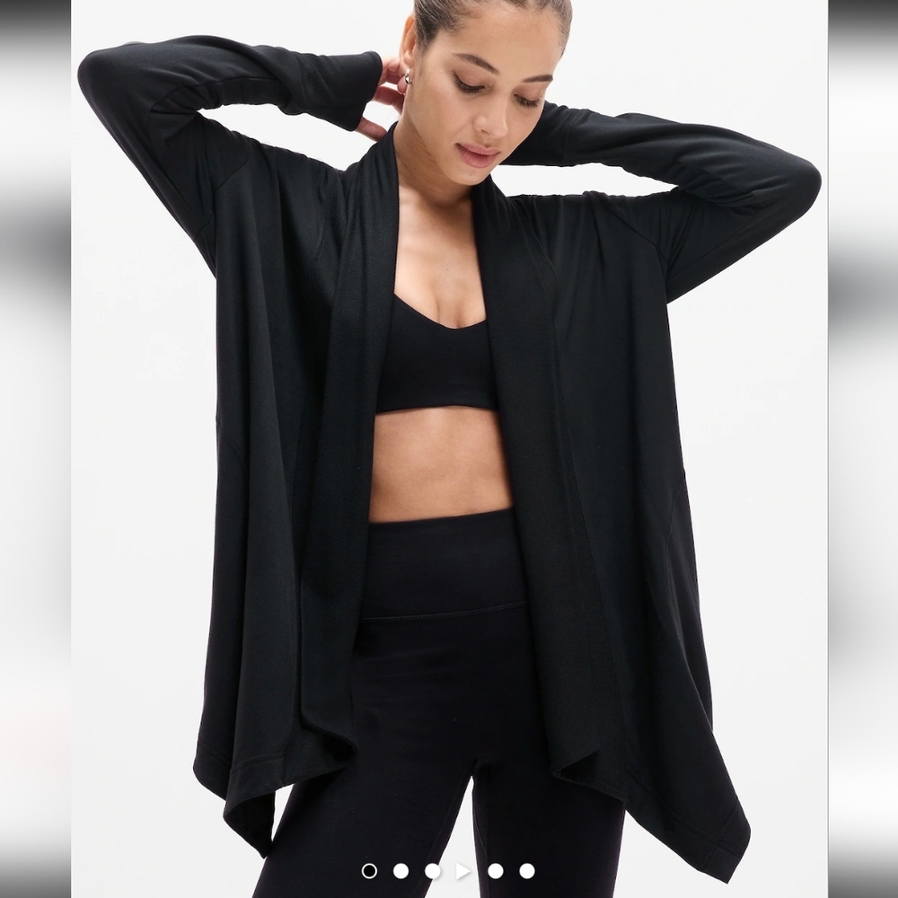 Athleta Pranayama Restore Wrap Women's Black Drape Cardigan Size S